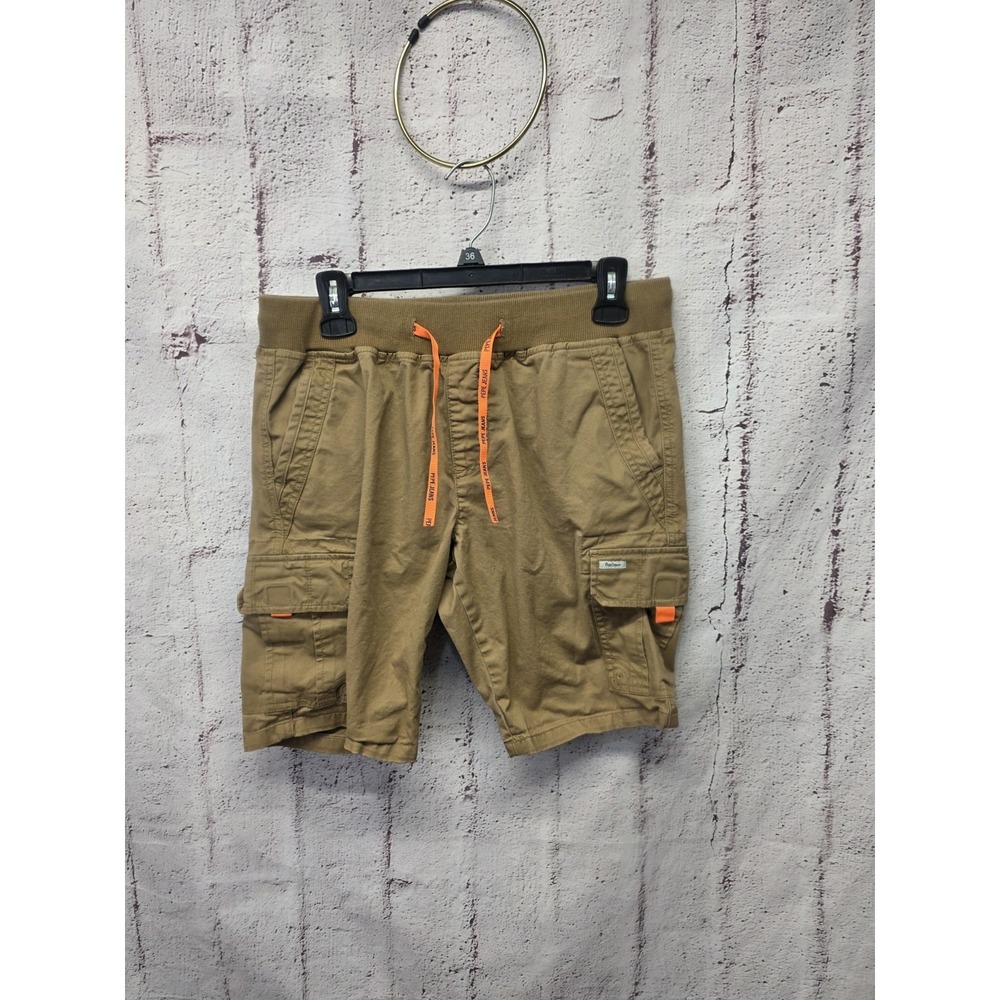 Pepe Jeans London Shorts 32 Brown Tan Cargo Pockets Elastic Waist
